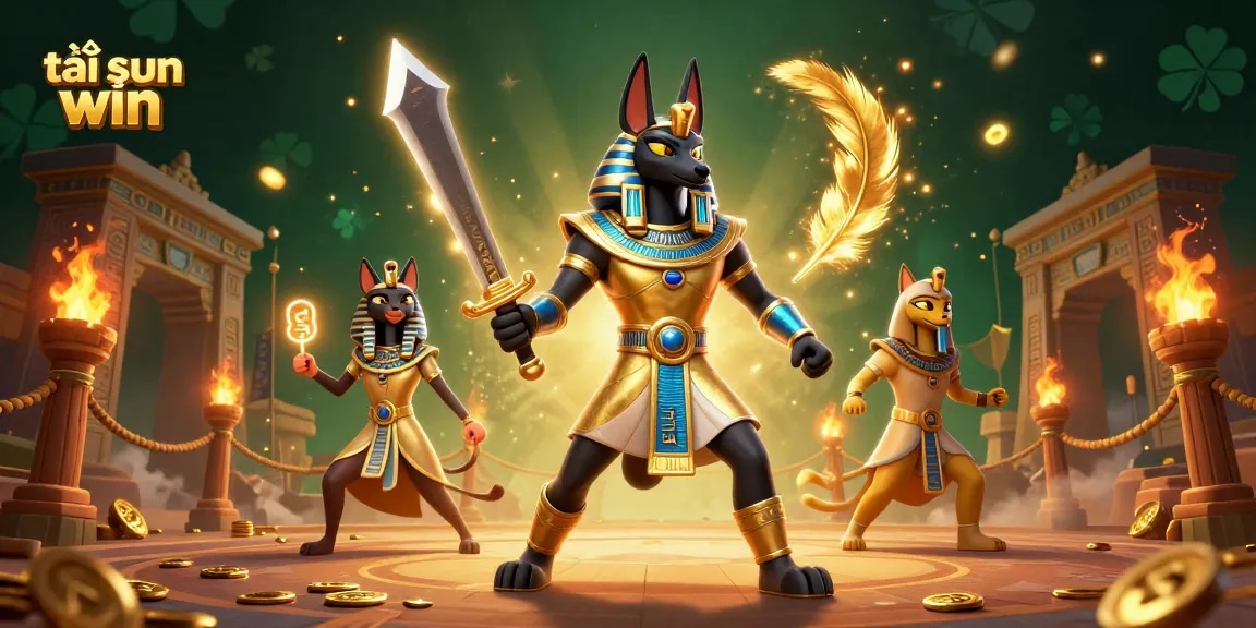 Experience thrilling gameplay in tải sun win with the ancient Egyptian warriors in a vibrant, rich gambling scene.
