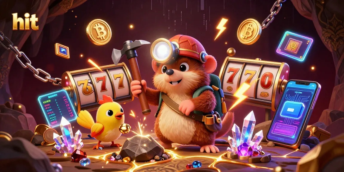 Hit the jackpot with a vibrant 3D illustration showcasing a cartoon treasure hunter and crypto elements