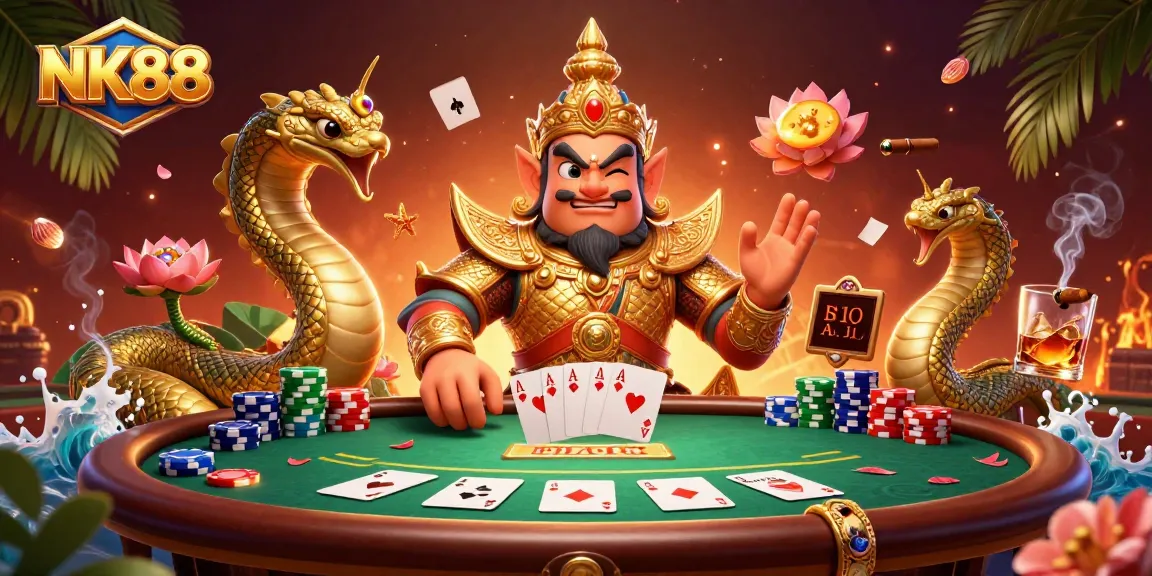 Join the excitement with NK88 gaming, showcasing vibrant action at a poker table.