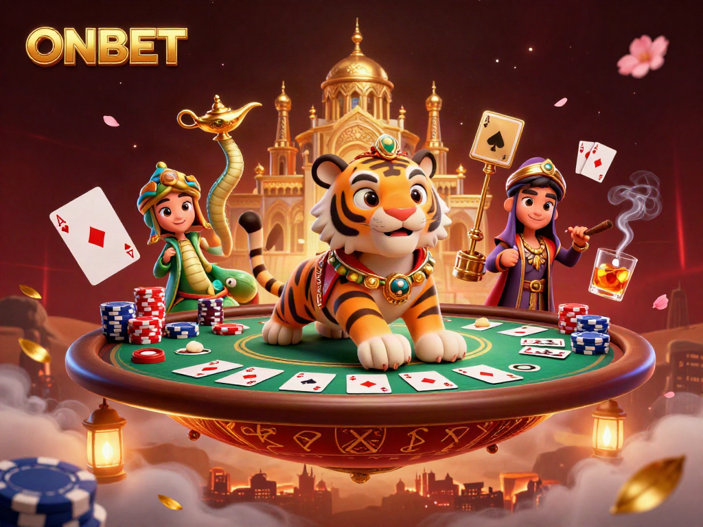 Experience ONBET's magical journey with a sultan and his treasures on a poker chip carpet.