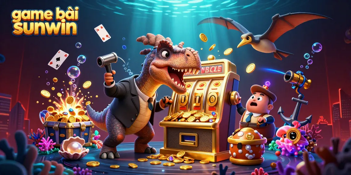 Experience the excitement with game bài sunwin as a 3D cartoon pachycephalosaurus scores big at the slot machine.