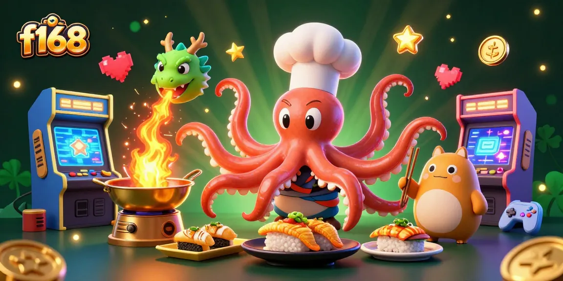 Experience thrilling gameplay at f168 with an energetic 3D cartoon casino scene featuring vibrant characters.